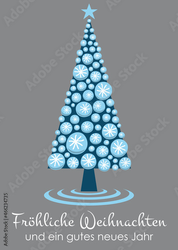 Weihnachtsbaum aus Wassertropfen blau weiß silber abstrakt