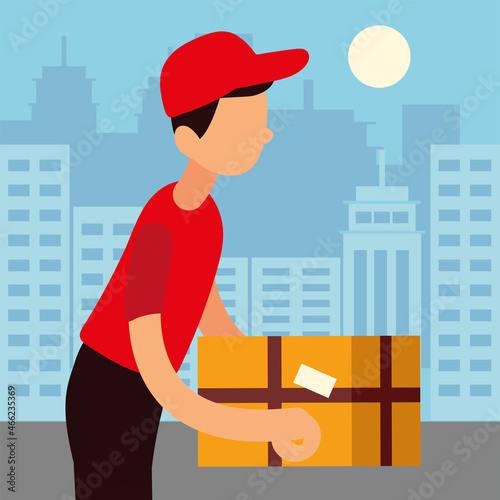 delivery man with box