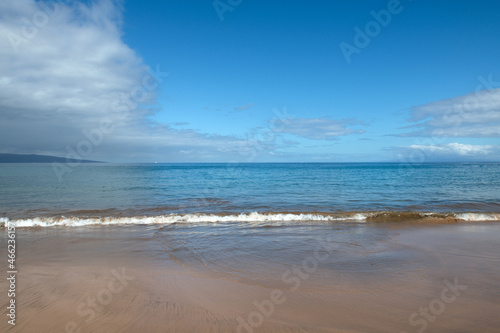 Sea view  nature background. Azure beach with and clear ocean water at sunny day.