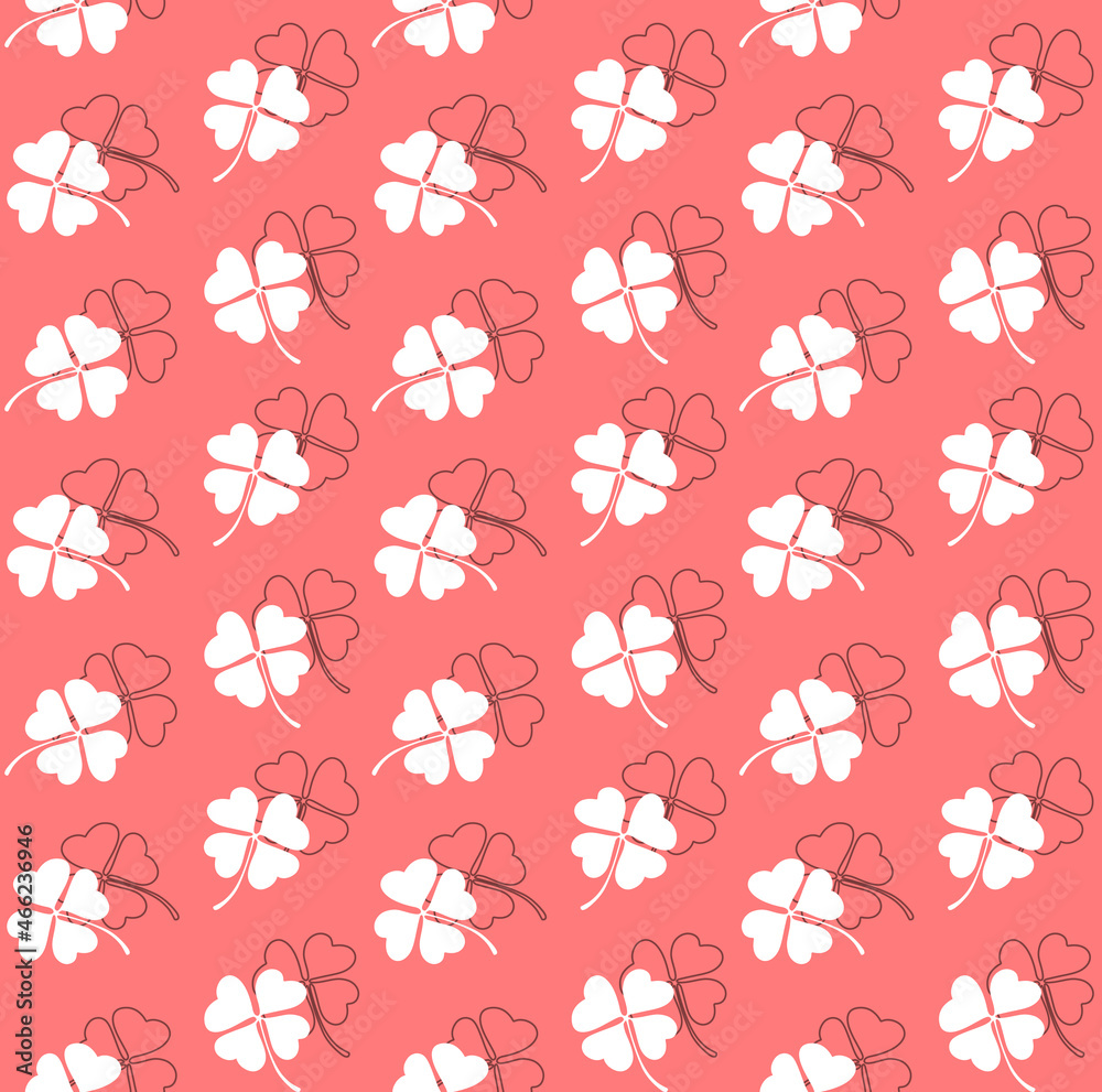 Seamless clovers pattern, floral print. 
