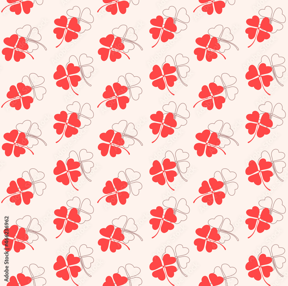 Seamless clovers pattern, floral print. 