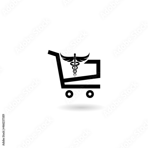 Medicine delivery cart with shadow icon