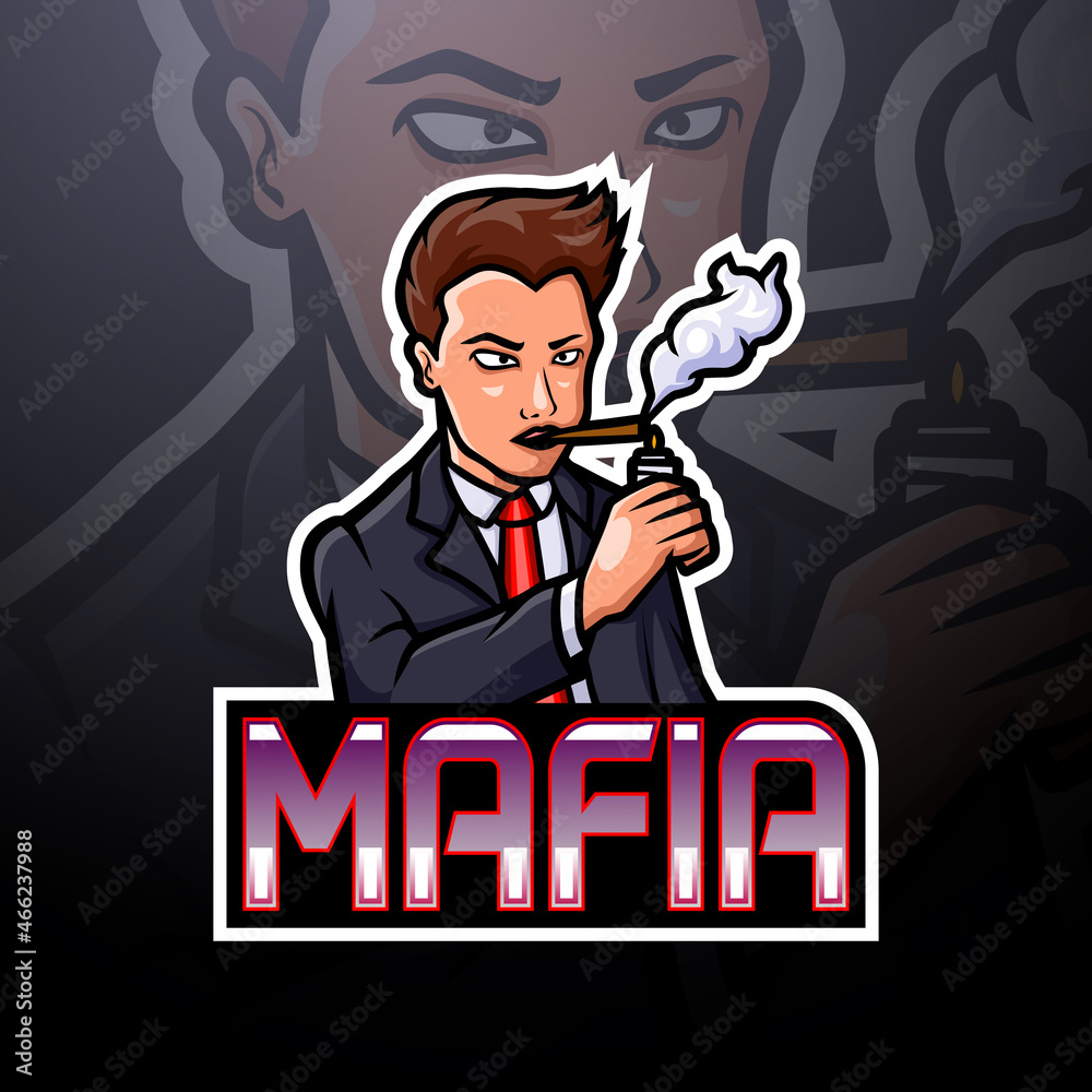 Naklejka premium Mafia esport logo mascot design