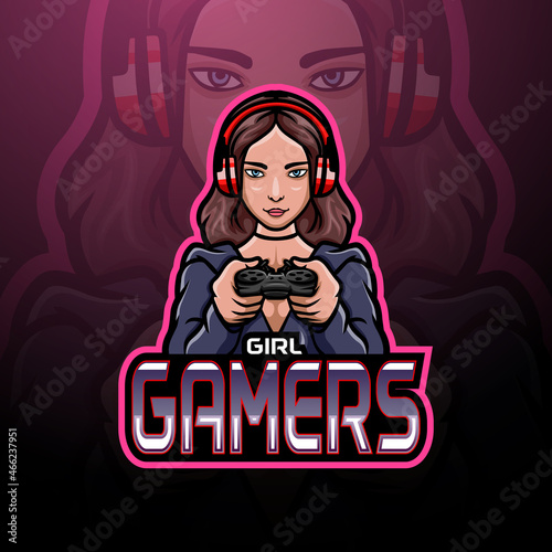 Girl gamers esport logo mascot design