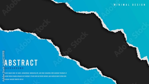 Modern Abstract Gradient Light Blue Paper Ripped In Black Background