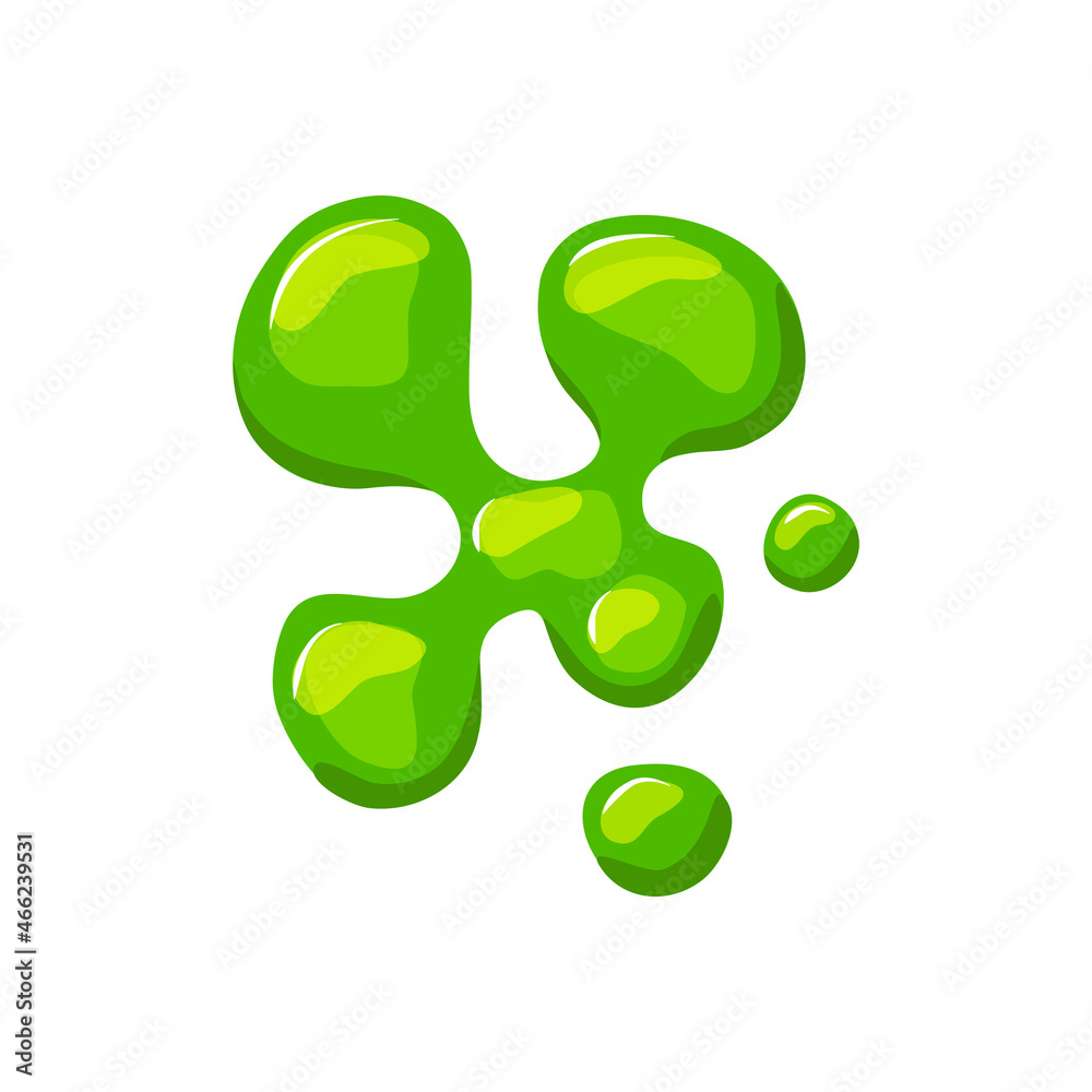 Sticky green slime. Goo blob puddle dripping mucus.Vector cartoon illustration on a white isolated background Sticky green slime. Goo blob puddle dripping mucus.Vector cartoon illustration on a white isolated background