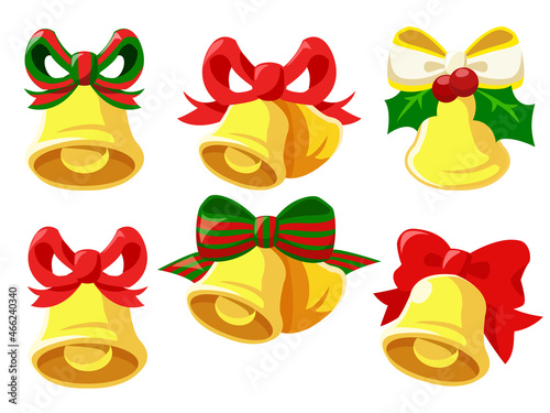 クリスマス装飾　ベル（鐘）のセット　クリスマス素材のアイコン/ベクター画像
