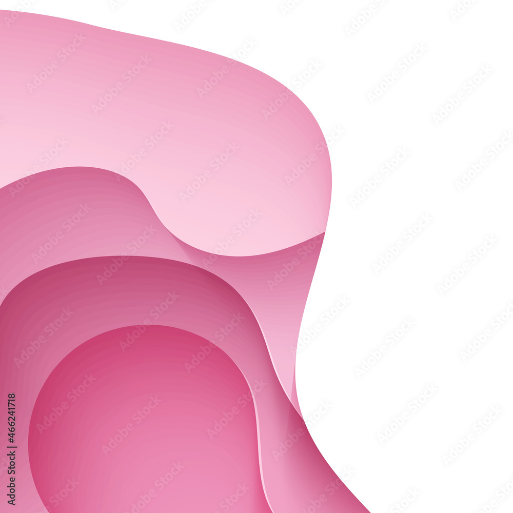 Paper cut background with waves and hole. Pink 3d abstract backdrop with smooth wavy layers. Women's Breast Cancer Concept. Square poster template in rose color. Female vector card illustration Paper cut background with waves and hole. Pink 3d abstract backdrop with smooth wavy layers. Women's Breast Cancer Concept. Square poster template in rose color. Female vector card illustration