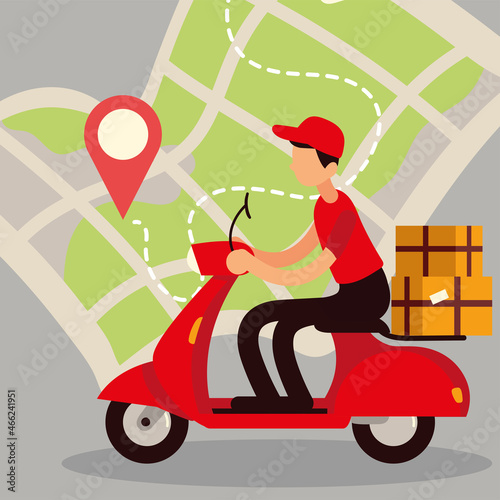 delivery man on map