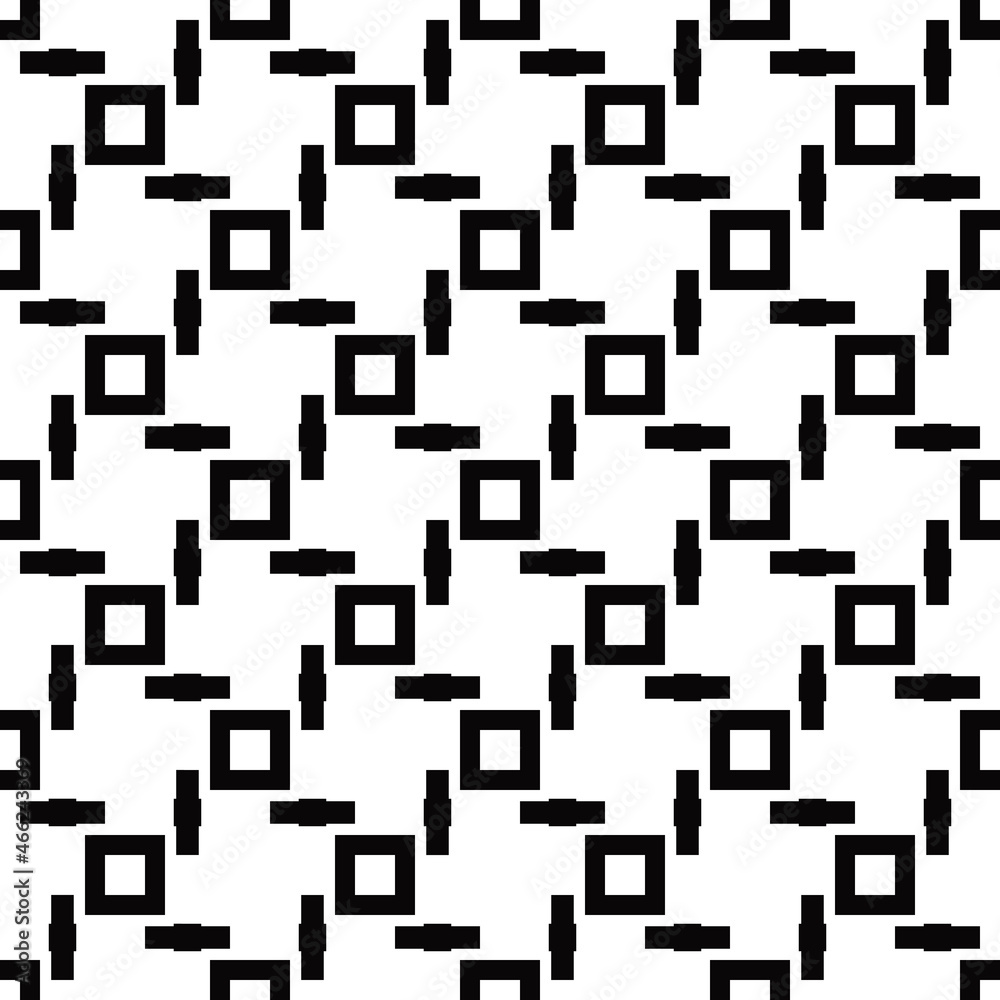 Sticks and empty squares in black. Vector with simple shapes, decorative seamless pattern. Sticks and empty squares in black. Vector with simple shapes, decorative seamless pattern.