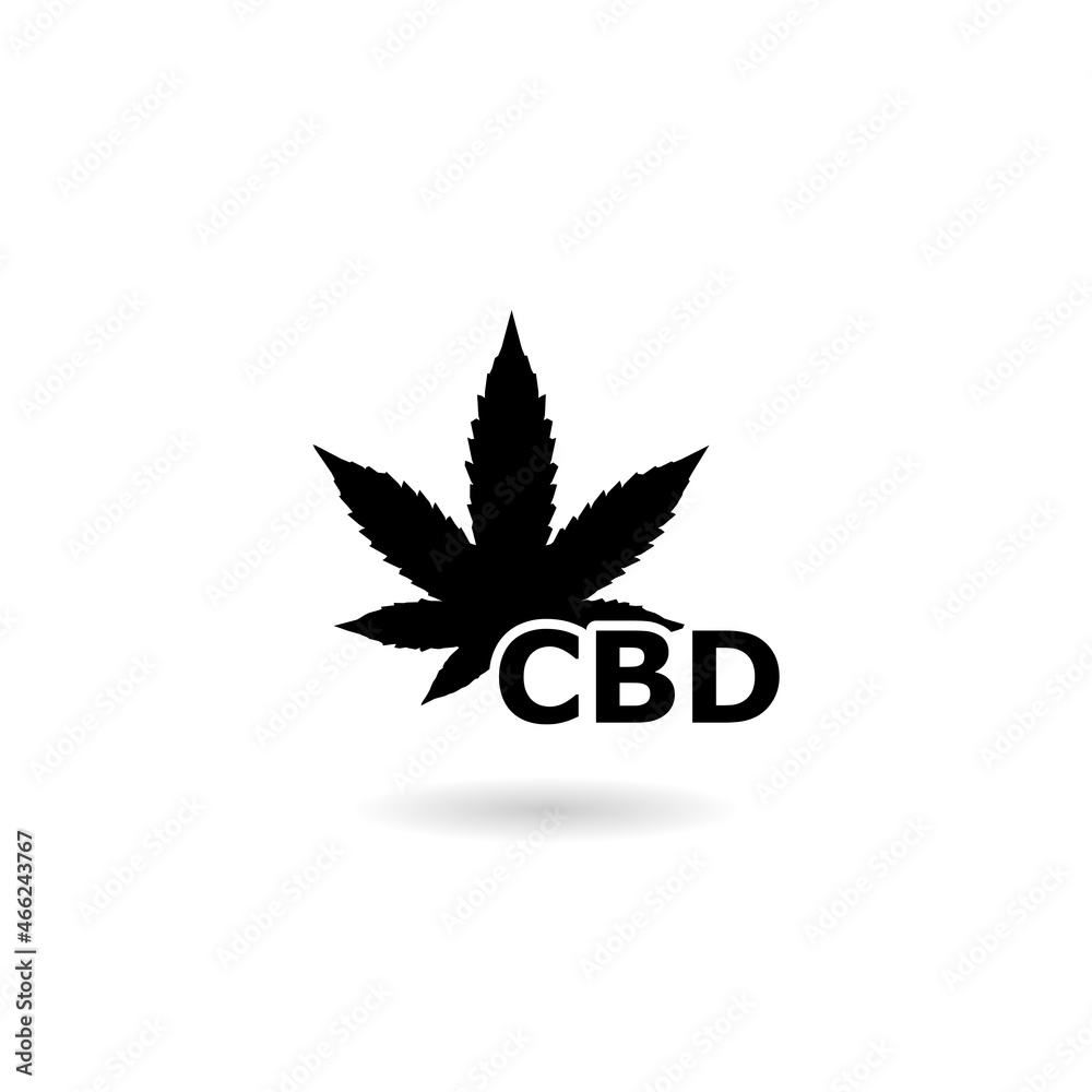 Cannabis molecule icon with shadow isolated on white background Cannabis molecule icon with shadow isolated on white background