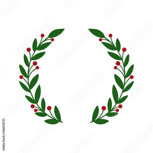 Christmas wreath with winter floral elements.