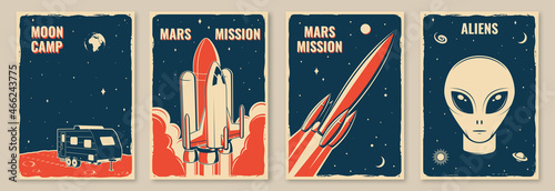 Space mission posters, banners, flyers Fototapet