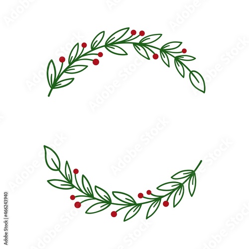 Christmas wreath with winter floral elements.