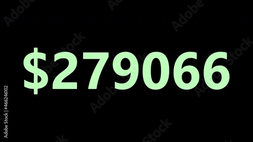 Dollar growth timer up to 1000000 on transparent background with alpha channel. photo
