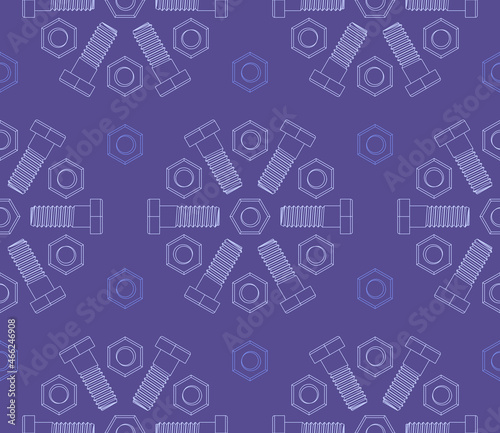 Christmas seamless pattern of fasteners laid out in the shape of snowflakes. Vector background.