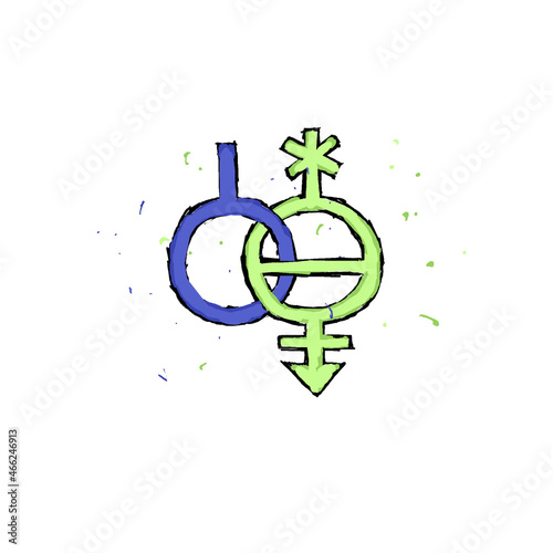 neutrois nonbinary + pangender/omnigender nonbinary sexual orientation symbol (colored)	