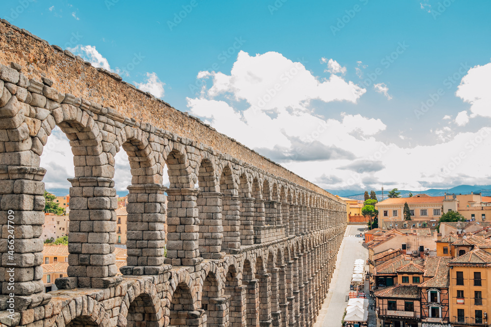 aqueduct in the city of segovia, spain