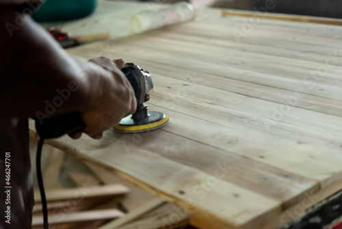 Carpenter build furniture at wood factory for sale