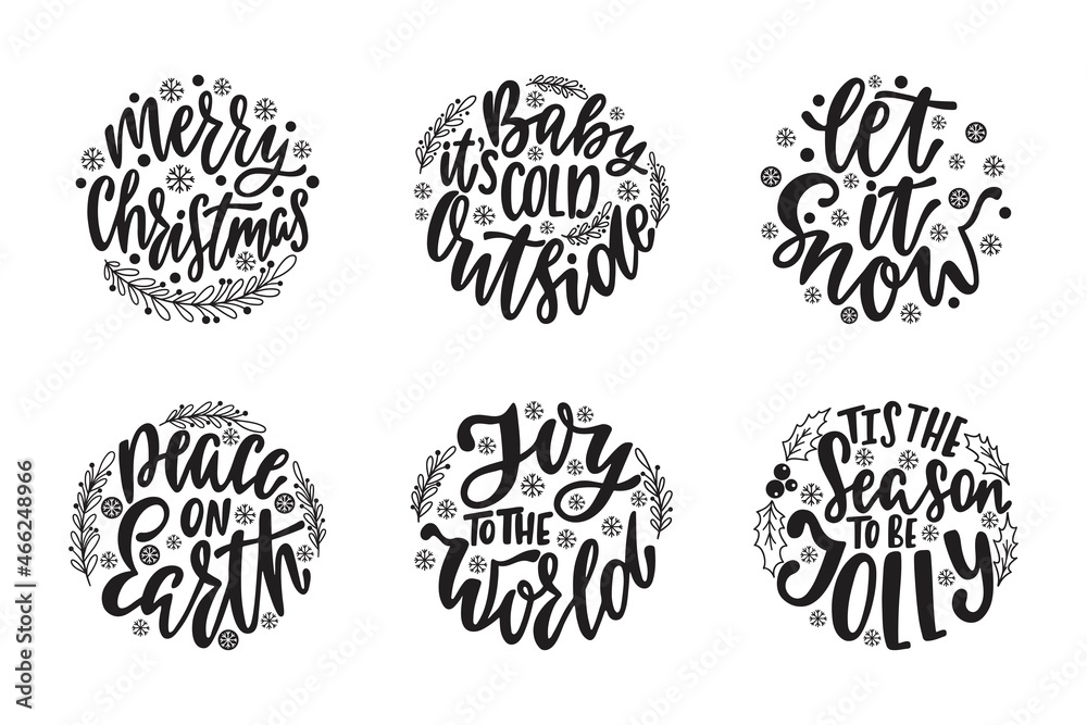 Round Christmas Ornament with hand drawn lettering text.