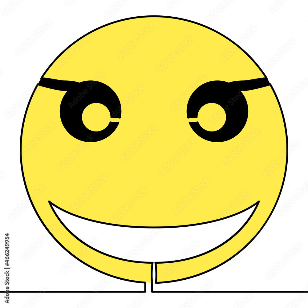 Flat continuous line art happy Emoticon concept Flat continuous line art happy Emoticon concept