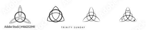 Vector illustration of Trinity Sunday, the first Sunday after Pentecost in the Western Christian. Holy trinity icon set. photo