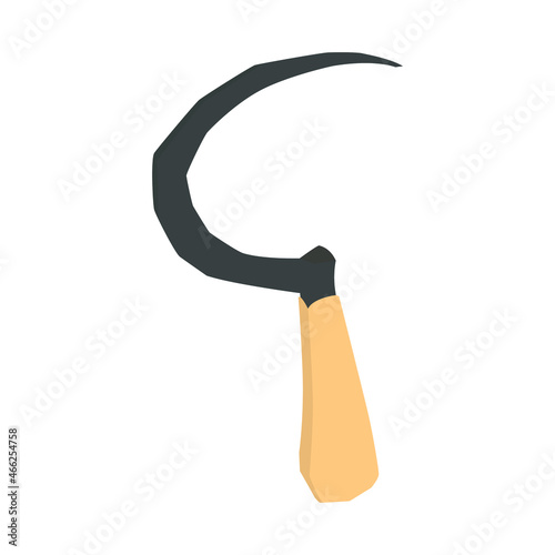 sickle isolated on white background. sickle with wooden handle. Tools symbol.