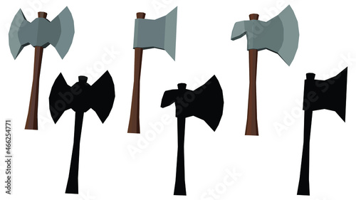 set of Vector Axes, Low poly axe isolated on a white background. Vector illustration.