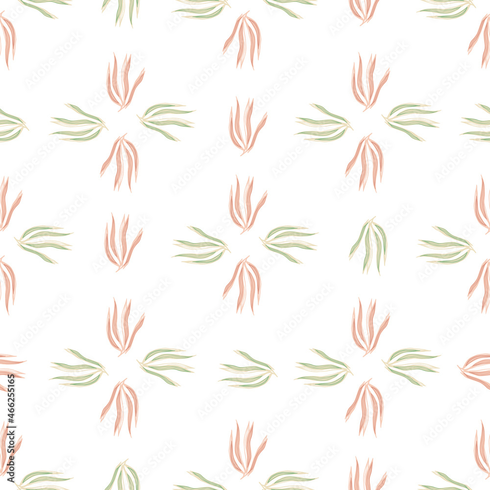 Abstract green and red seaweeds seamless pattern on white background. Abstract green and red seaweeds seamless pattern on white background.