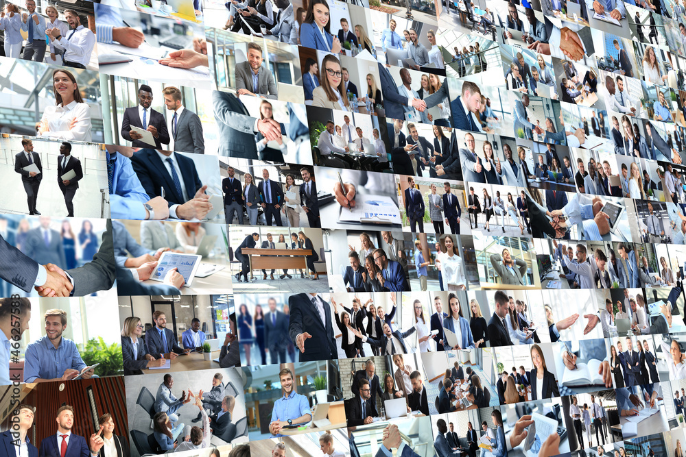 Obraz premium Many lot of multicultural different business collage made of some pictures
