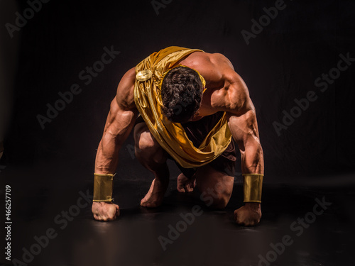 Greek god or Roman aristocrat looking at camera