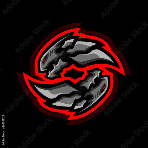 twin metal dragon gaming mascot e sports logo design