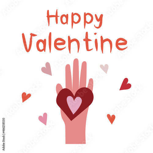 Happy Valentine vector illustration with lettering. Bright design for web, print, stickers, logo, template, etc. 