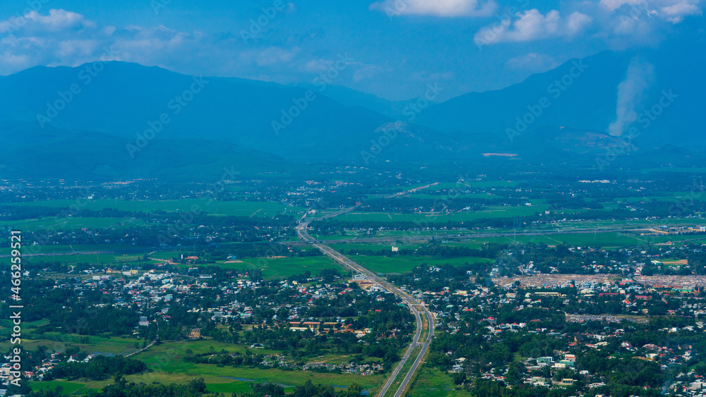 Bird view of Cityscape of Vietnam town at daytime