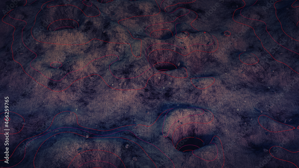 Naklejka premium Flight over landscape with cyberspace grid 3D rendering illustration