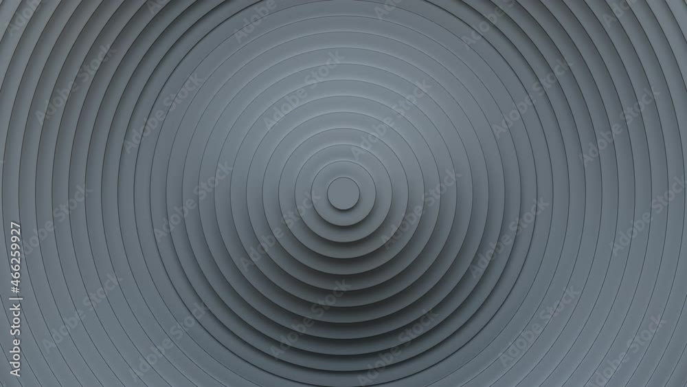 Gray concentric rings with ripple effect. Seamless loop 3D render animation Gray concentric rings with ripple effect. Seamless loop 3D render animation