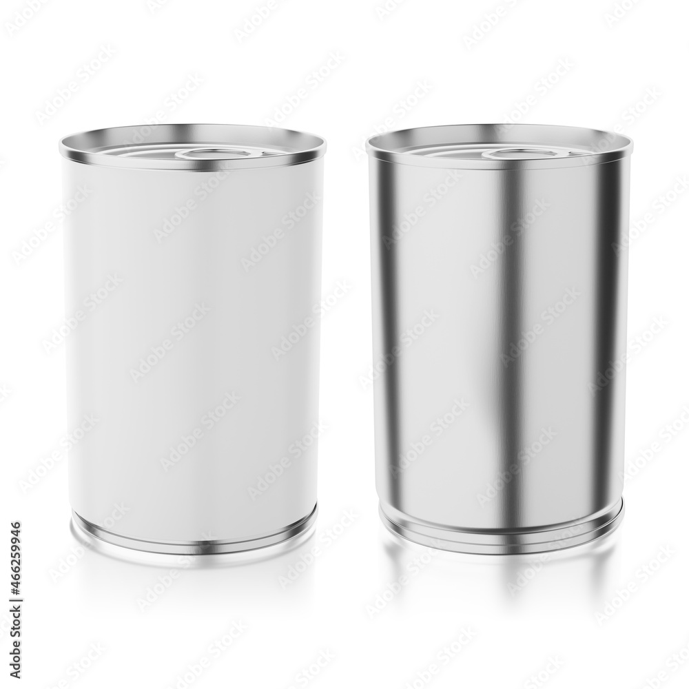 Tin can isolated on white background. 3D rendering. Tin can isolated on white background. 3D rendering.