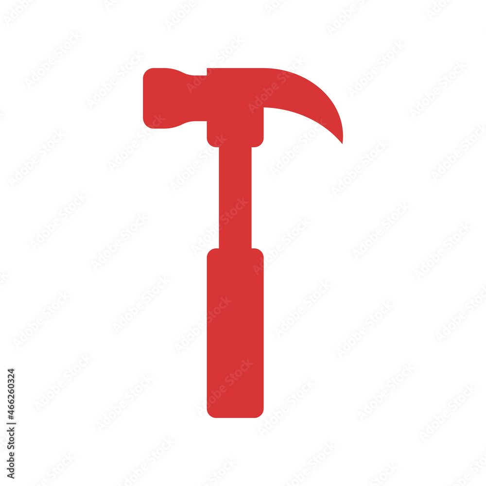 Hammer vector icon. Red symbol Hammer vector icon. Red symbol
