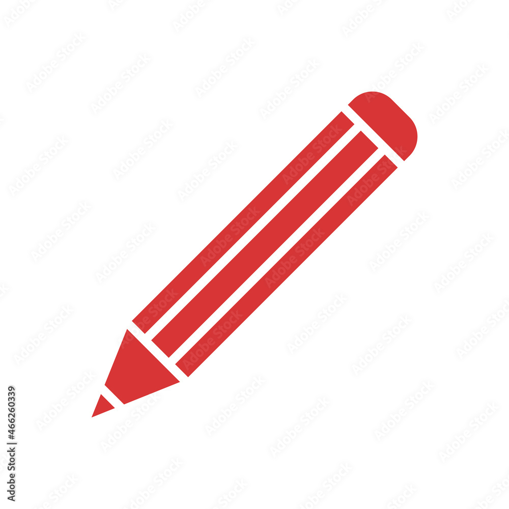Pencil vector icon. Red symbol Pencil vector icon. Red symbol