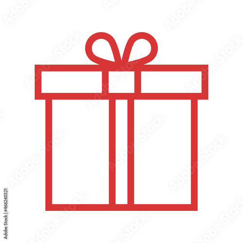 Gift vector icon. Red symbol