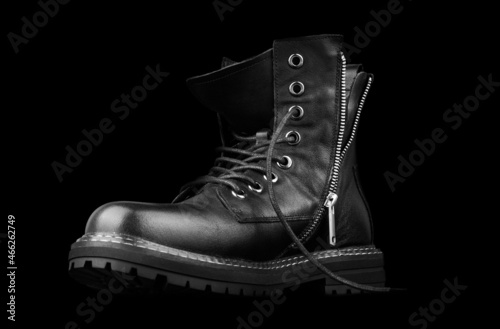 Valokuvatapetti Black shoe, isolated on a black background