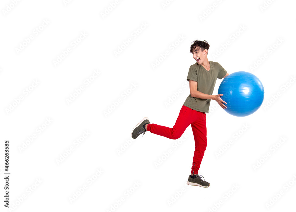 Young funny student is engaged in fitness. Young funny student is engaged in fitness.
