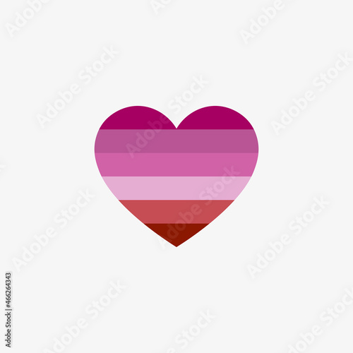 Free Download Lesbian flag with white background. Heart-shaped flag icon. - GFXLoad