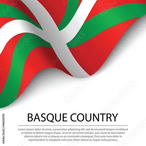 Waving flag of Basque Country is a region of Spain on white back