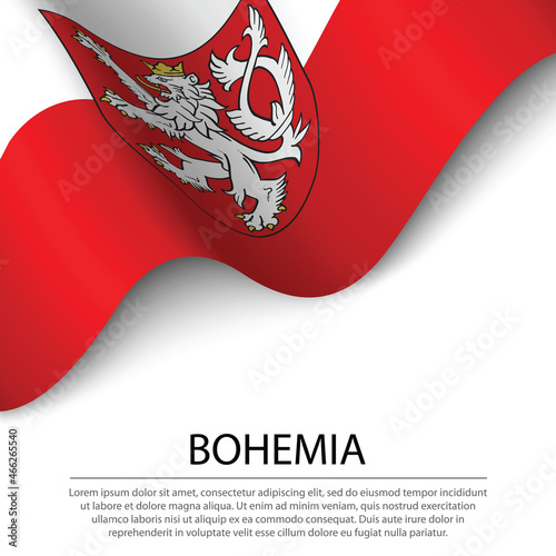 Waving flag of Bohemia on white background. Banner or ribbon te
