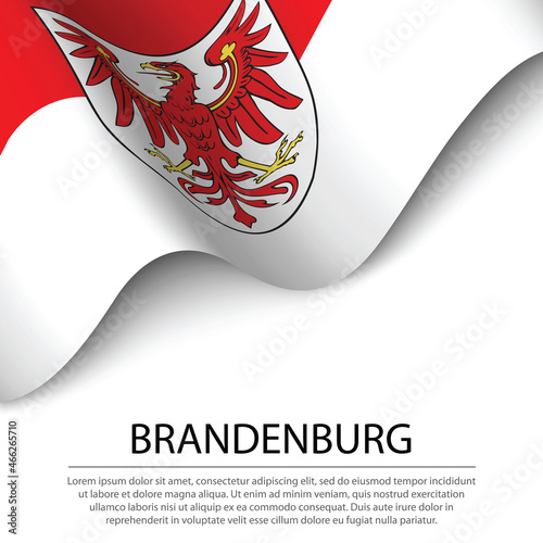 Waving flag of Brandenburg is a state of Germany on white backgr