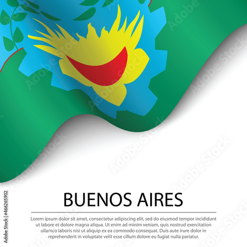 Waving flag of Buenos Aires Province is a region of Argentina o