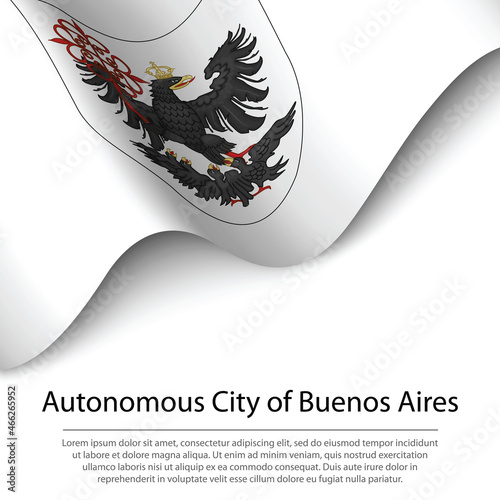 Waving flag of Buenos Aires City is a region of Argentina on whi