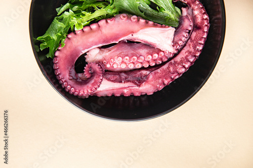 octopus food salad seafood meal snack on the table copy space food background