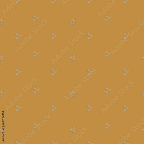 Seamless pattern cardamom on orange background. Cute plant sketch ornament. Geometrical texture template for fabric.